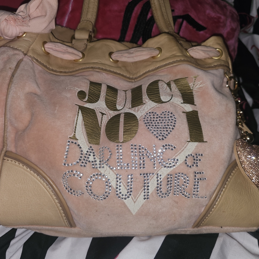 VINTAGE Juicy Couture DARLING COUTURE BLINGY Tan & Peachy Pink DAYDREAMER